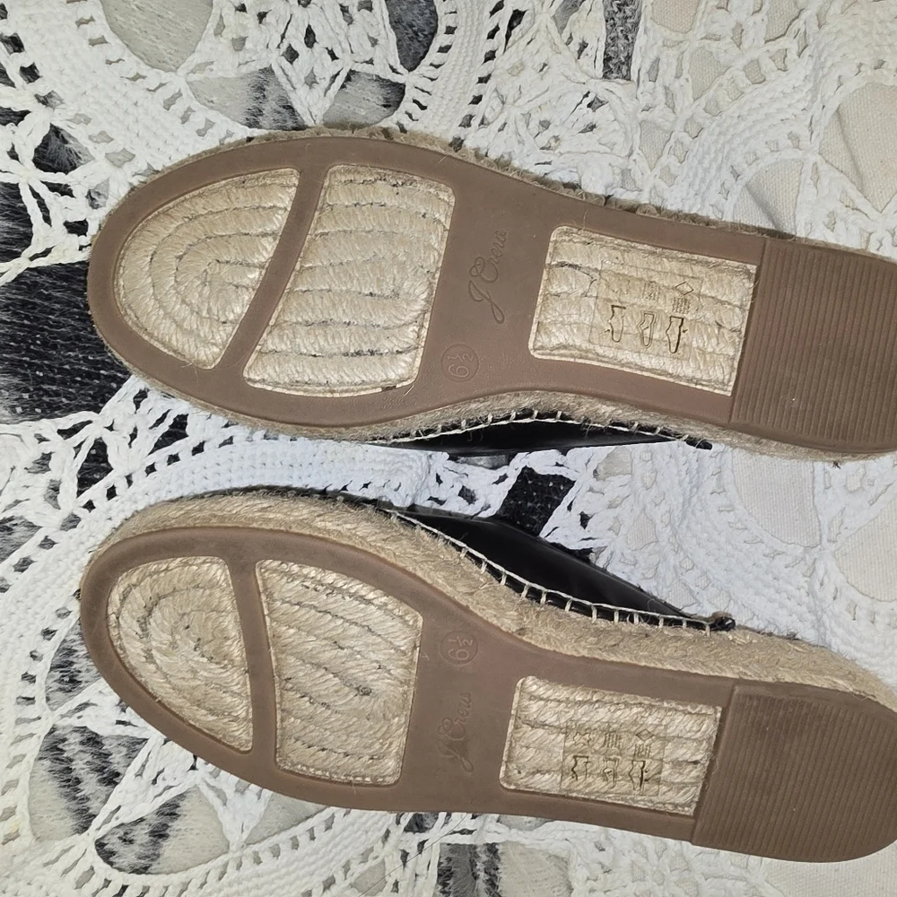 J Crew, Black Leather Slide Mule Espadrilles, Womens 6 1/2 Shoes